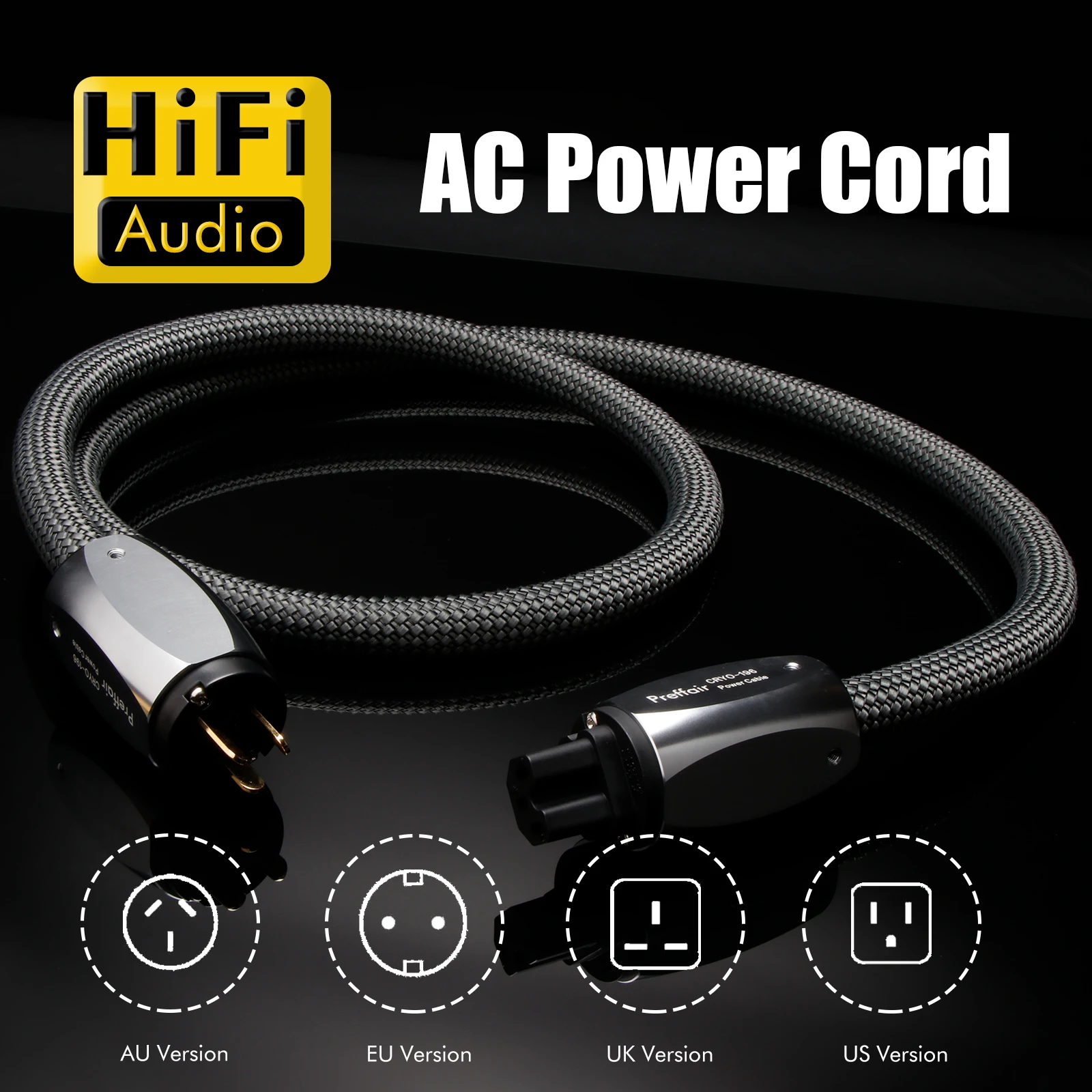 HIFI CRYO196 Stromkabel US/EU/AU Audiophiles Netzkabel für Verstärker CD-Player EU-Stromleitung Grünes Geflecht Hifi-Stromkabel – Detail 5