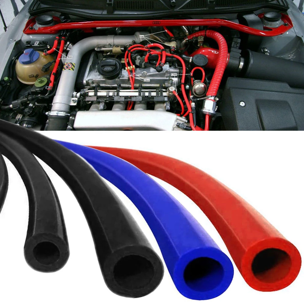 3mm thickness Universal 3/5/4/6/8/10/12/14mm Auto Car Vacuum Silicone Hose Racing Line Pipe Tube Blue Red 1-50 meter