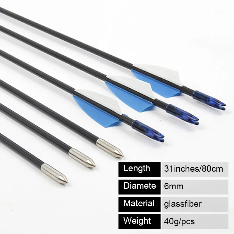 6/12/24/36PCS Archery Arrows Fibreglass Arrows  Nocks compound bow Recurve bow Hunting and Target Practice arrows