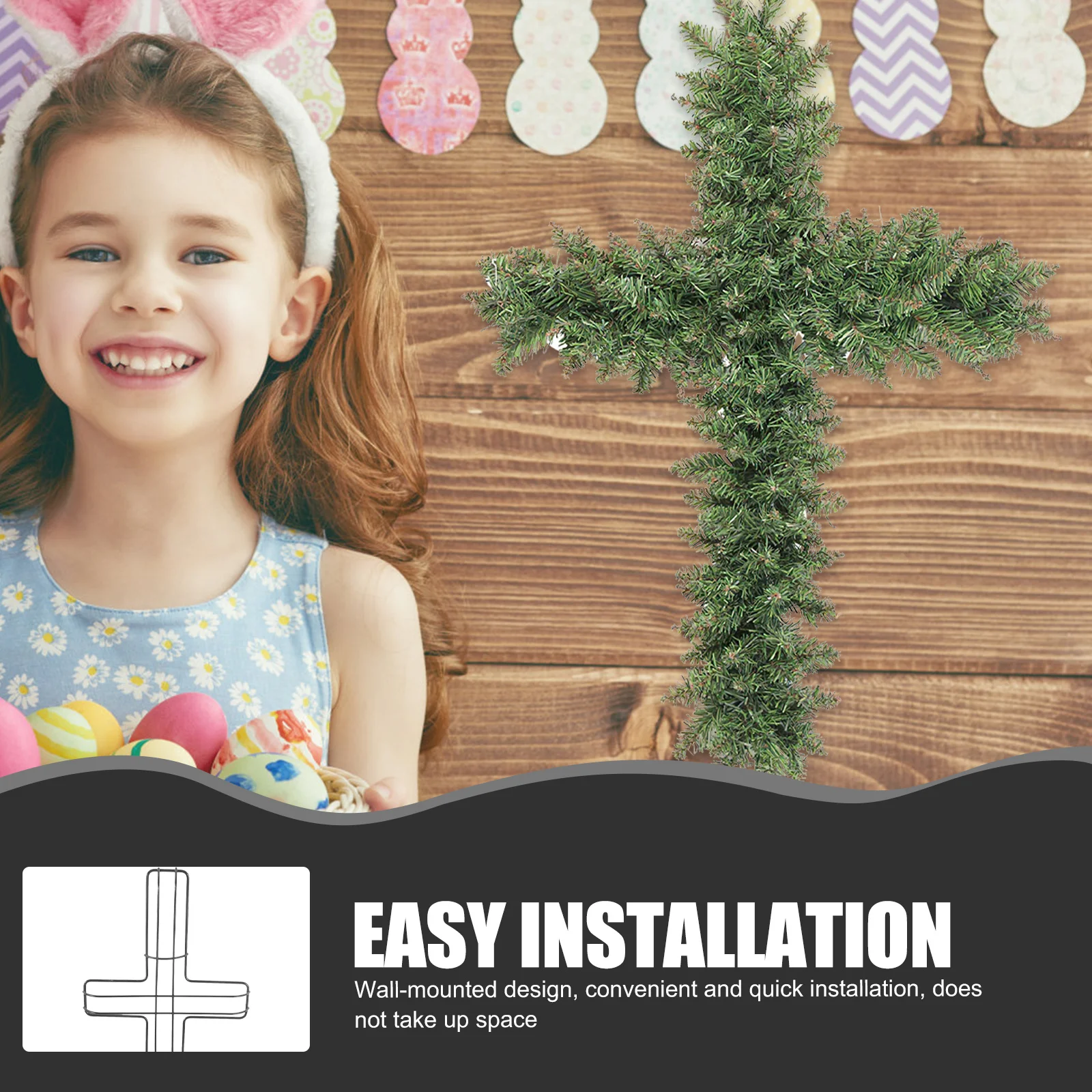 

2Pcs Iron Wreath Frame Cross Shaped DIY Metal Wreath Form for Easter Christmas Halloween Party Decorations Floral Garland Making