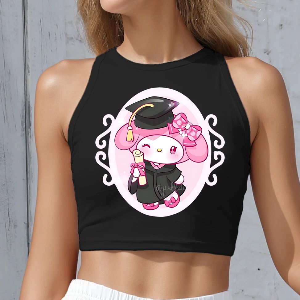 

SHOUJO CLOTHES Casual KUROMI off shoulder crop top women summer kawaii outfit Y2K TOPS sexy versatile inner outer TOPS FOR WOMAN