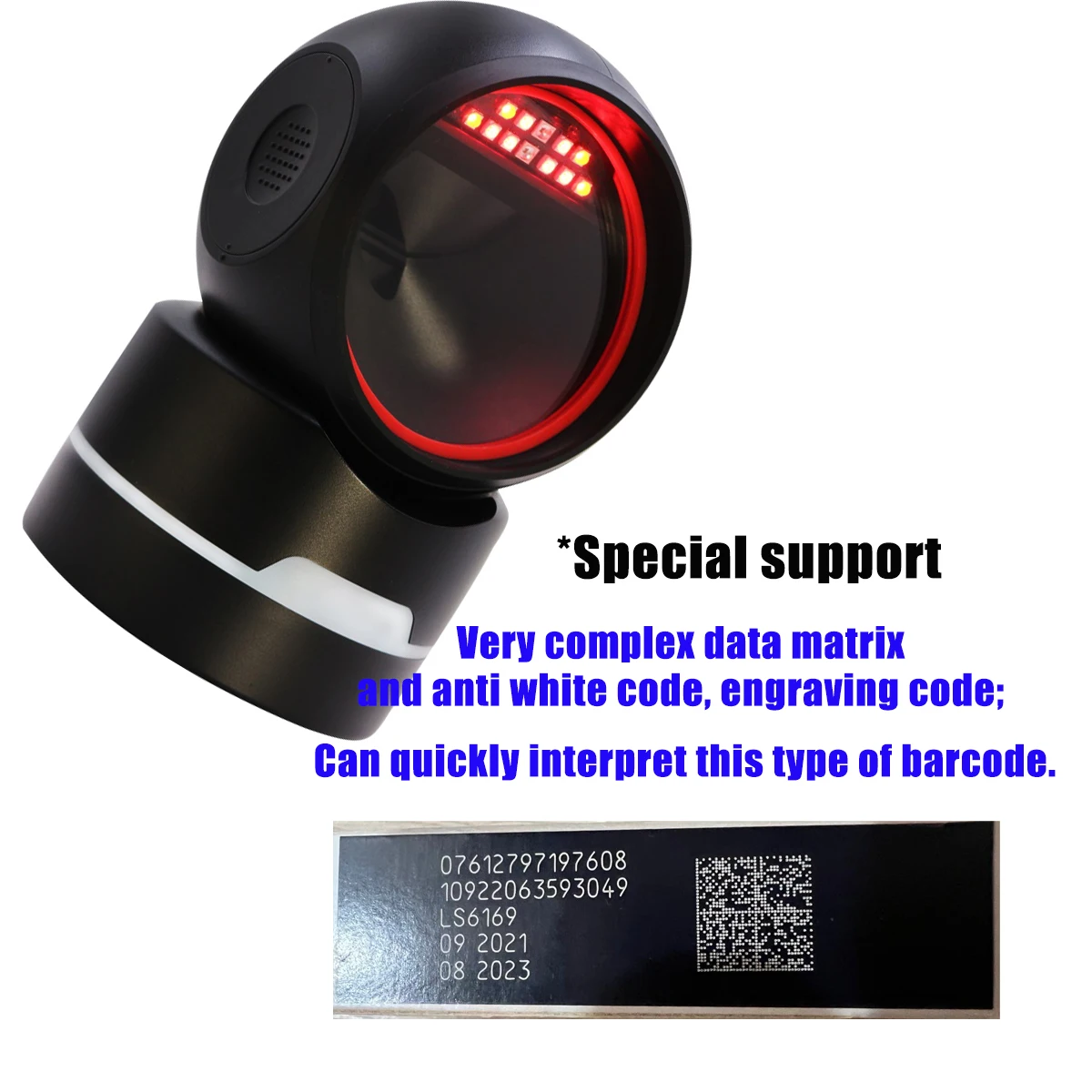 2D Barcode Scanner Omnidirectional Desktop Automatic 1D 2D QR code Data matrix Area-imaging Decode for Commodity Barcode Reading