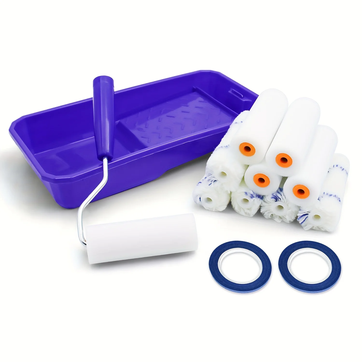 Zestaw narzędzi do malowania rolką |   Zestaw mini wałków malarskich 10 cm, taca na wałki, wałek malarski z uchwytem, narzędzie do dekoracji wnętrz