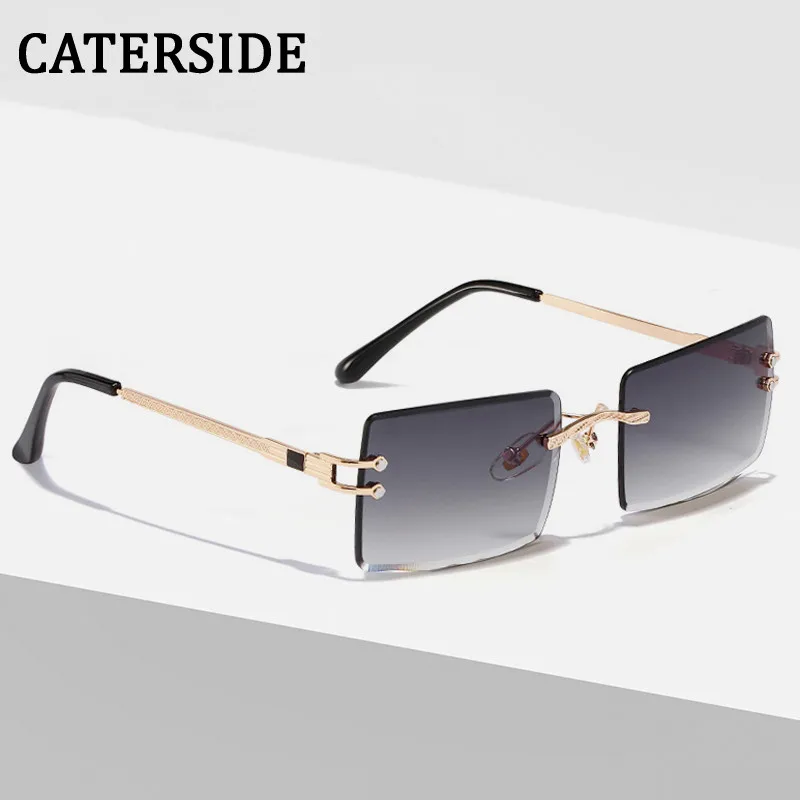 

CATERSIDE Rimless Rectangle Sunglasses Women Fashion 2022 New Frameless Square Sun Glasses for Men UV400 Eyewear Unisex Shades