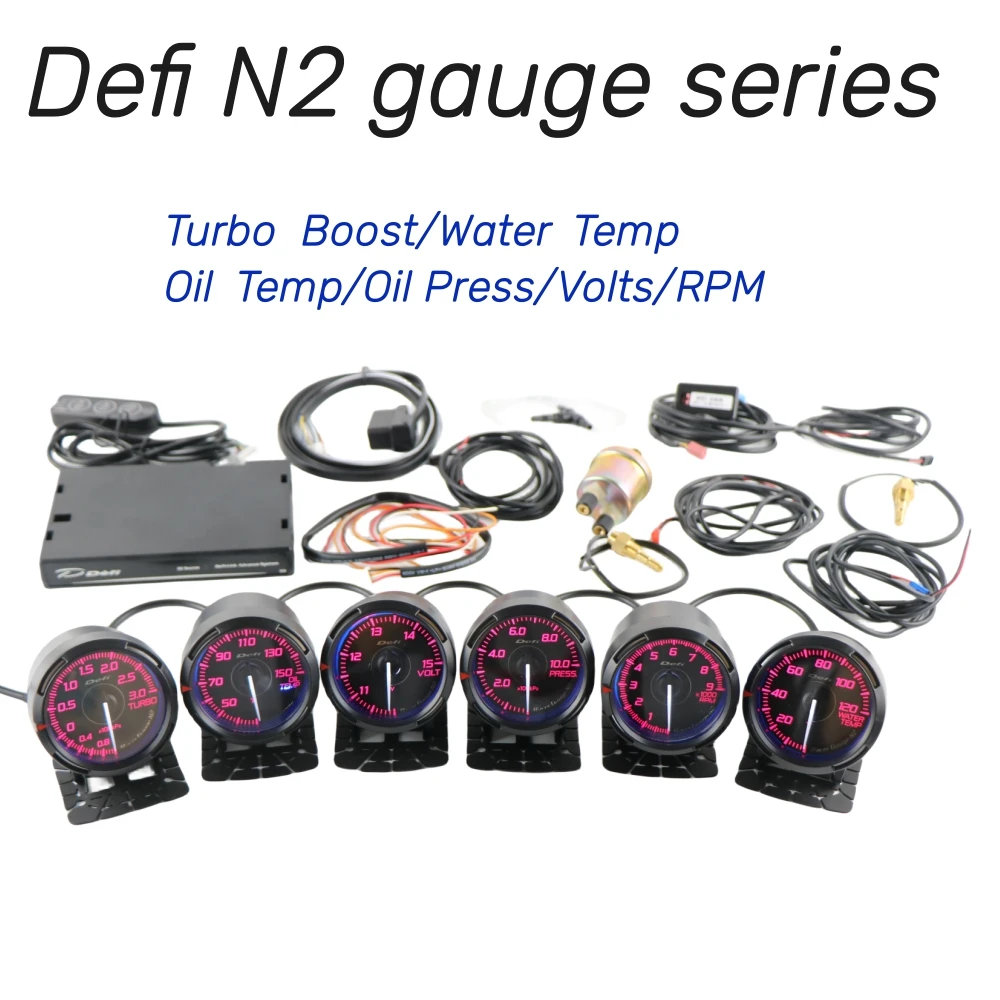 7 Colors Defi  Gauge  N2  Series  Turbo  Boost Water Temperature  RPM  Volts Oil Temperature  Oil  Pressure  Car Meter