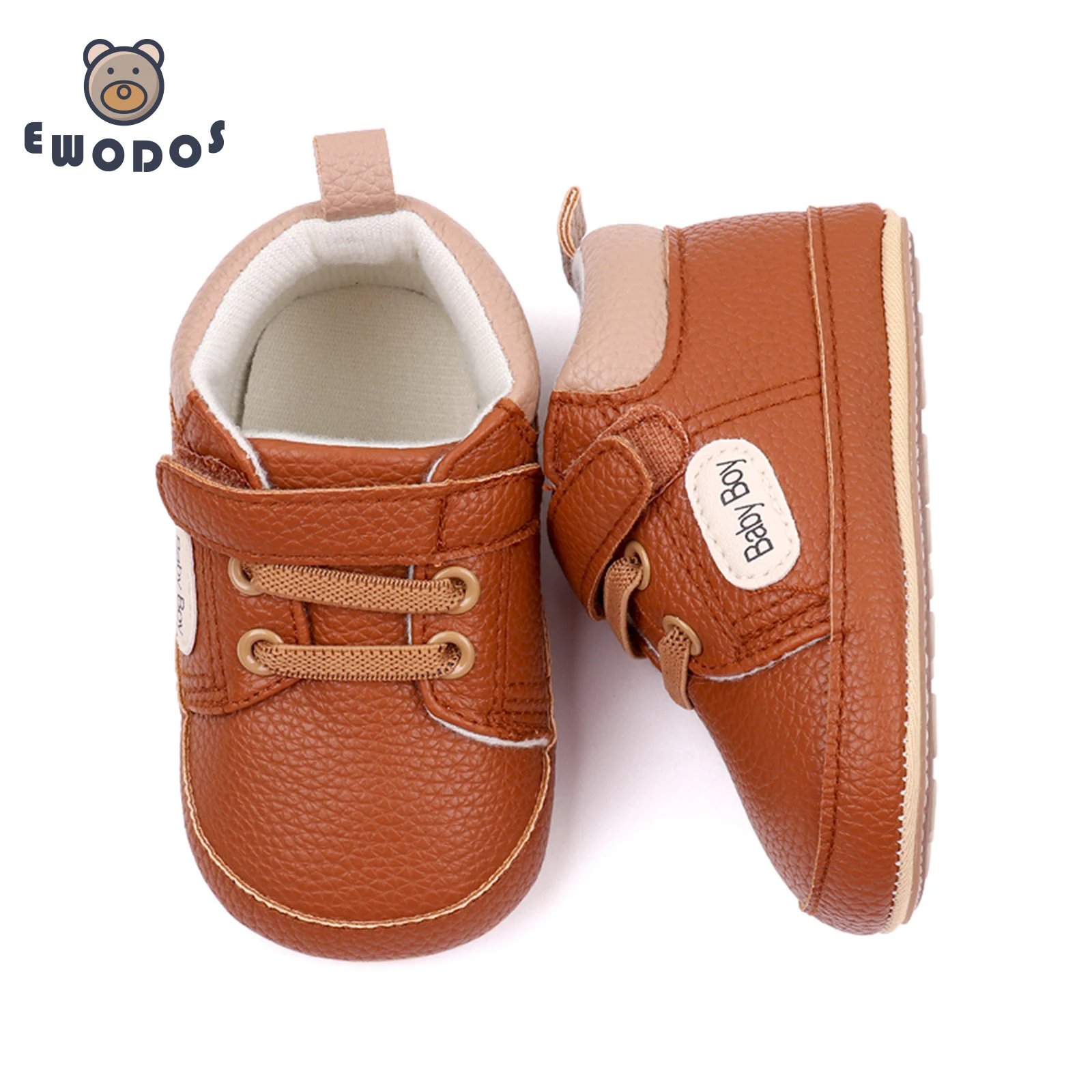 EWODOS Toddler Baby Boy PU Sneakers Casual Shoes Letter Print Cute Baby Flats Breathable Infant Baby Walking Shoes for Newborn