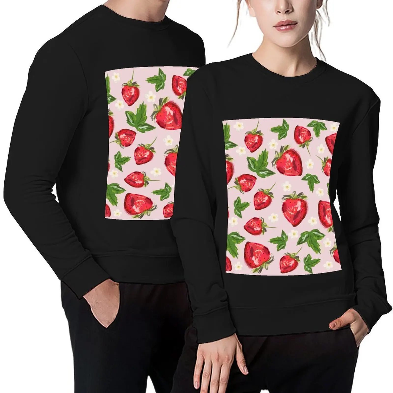 

Strawberry Botanical Pullover anime clothes graphic t shirts men tracksuits korean autumn clothes sweatshirt male