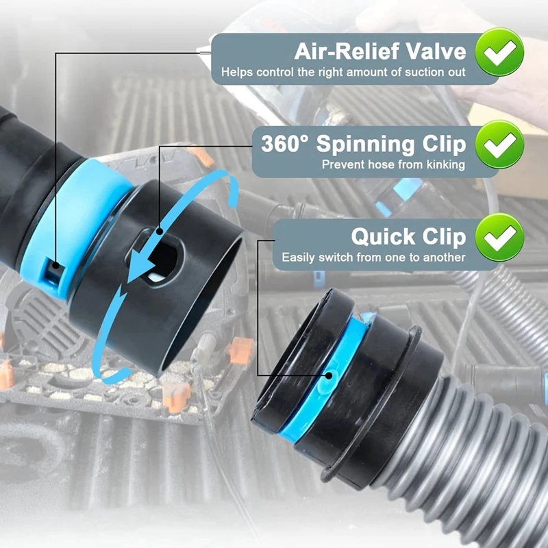 ABDJ-1 1/4 Inch X 10 Feet Dust Collection Hose Kit For Home And Vacuums System With 5 Adapters Of Woodworking Power Tool