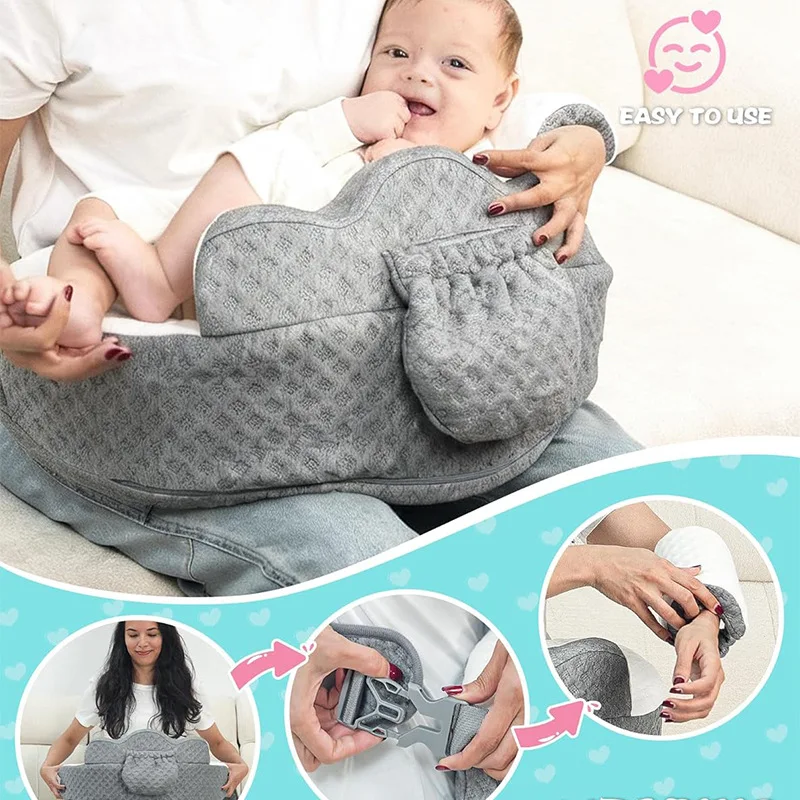 C-shaped Wavy Breastfeeding Pillow Ergonomic Safety Memory Foam Nursing Pillow with Arm Pillow