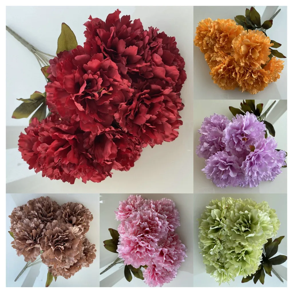 Flores artificiales de hibisco de 7 cabezas |   Ramo de hibisco falso realista para decoración del hogar, boda, fiesta, jardín: duradero