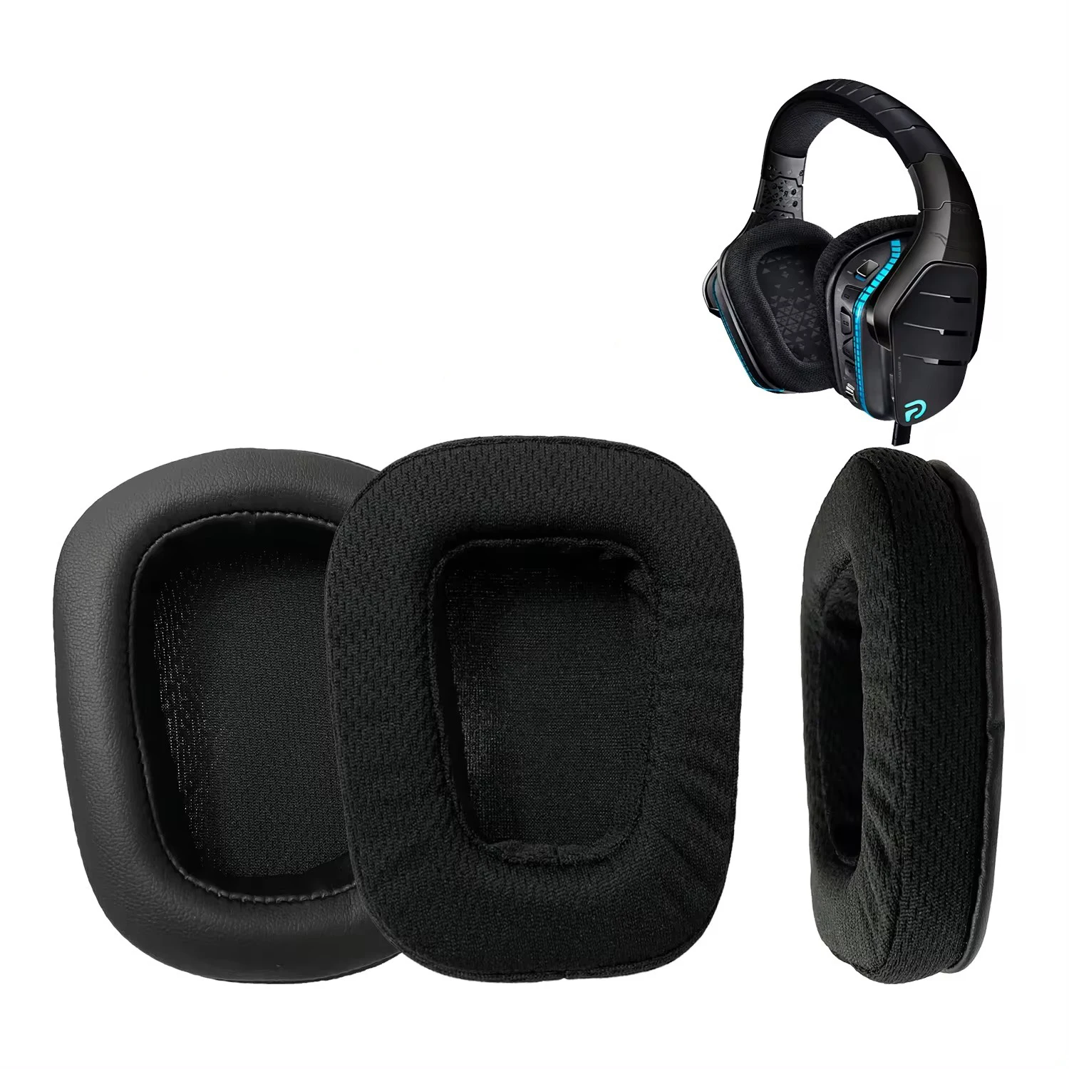 Adecuado para Logitech G633 G933 cubierta de esponja cubierta de malla de cuero transpirable cubierta protectora accesorios de repuesto para auriculares