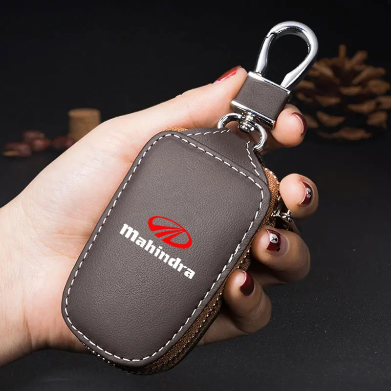 Car smart key case cover keywallet leather keychain protect For Mahindra kuv100 xuv700 300 tuv300 mahindra pik up 4x4 Accessory