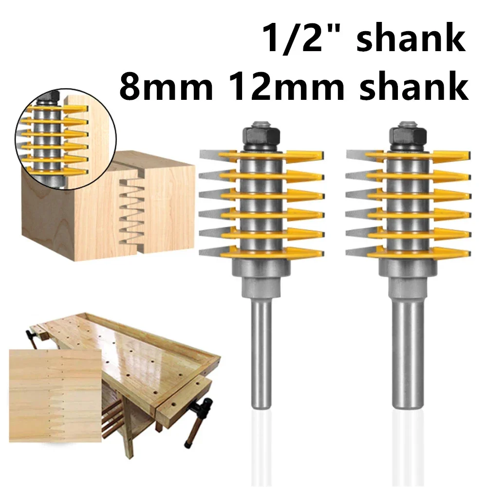 2 Teeth 47MM 1-7/8 Inch Adjustable Finger Joint Router Bit Tungsten Carbide Woodworking Milling Cutter Tool for Wood Joinery