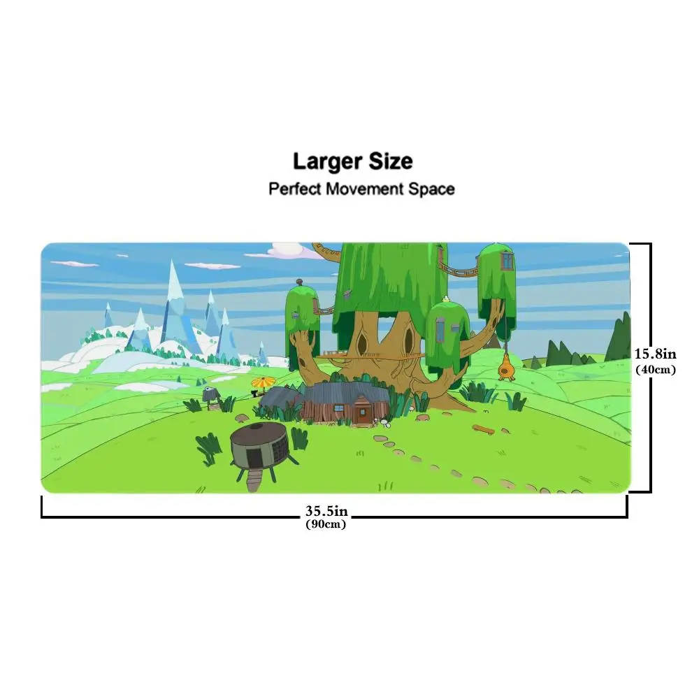 Adventure Time Mouse Pad Tablet mouse Pad Laptop xl desktop mouse pad, cute HD Rainbow Gaming keyboard pad, csgo Player, 90x40