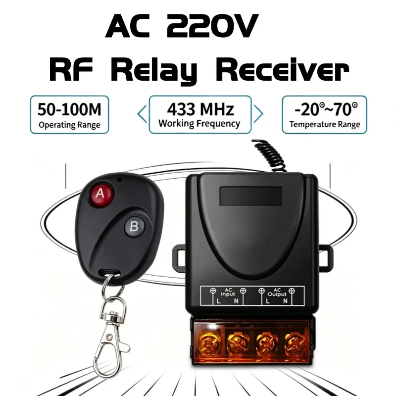 RF433Mhz Wireless Remote Control Switch AC 220V 110V Relay Receiver Transmitter for Water Pump Motor LED Electric Appliance