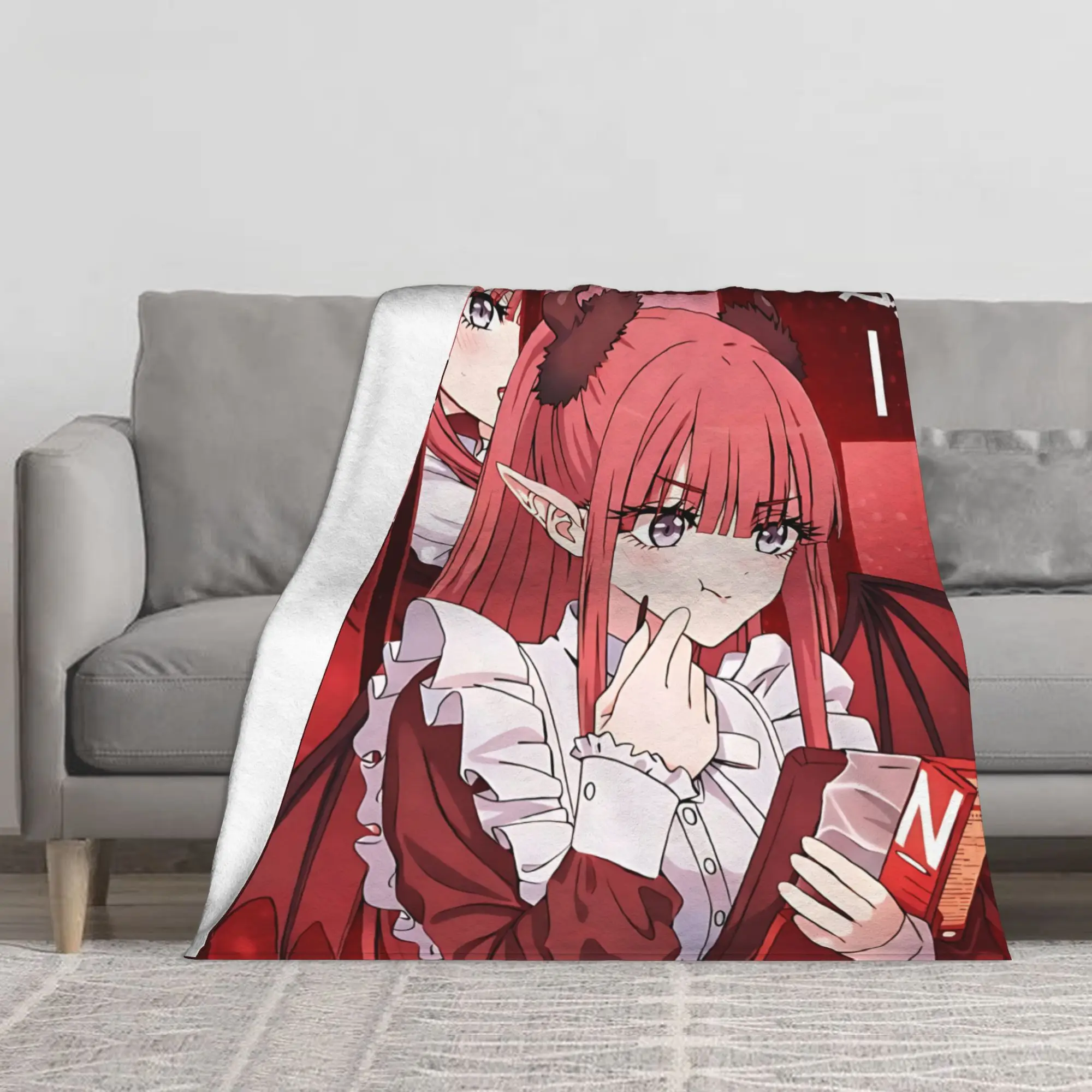 1PC Cute anime demon girl Winter Blankets for Adults Bedding Home Interior Sofa Knee