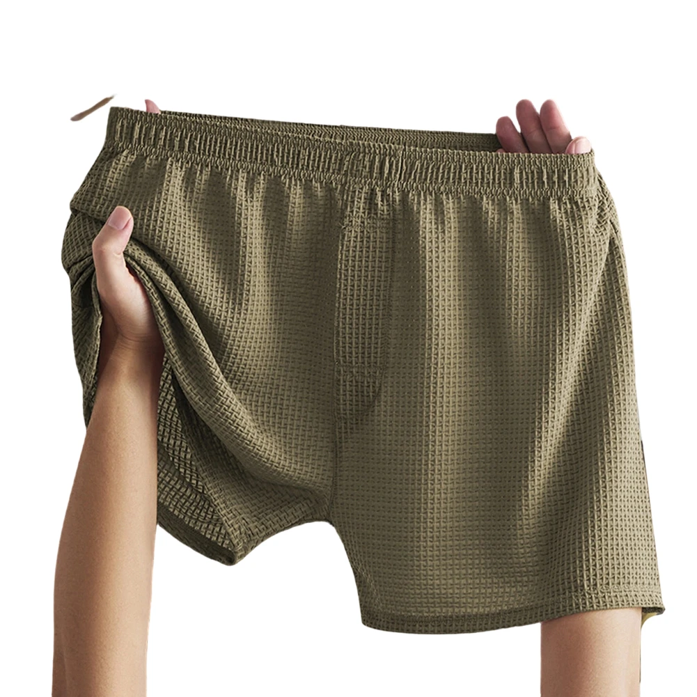 Men Ice Silk Loose Boxer Shorts Underwear Solid Lingerie Ultra Hot Panties Elastic Waist Trunks Pajama Pants Men's Underpants
