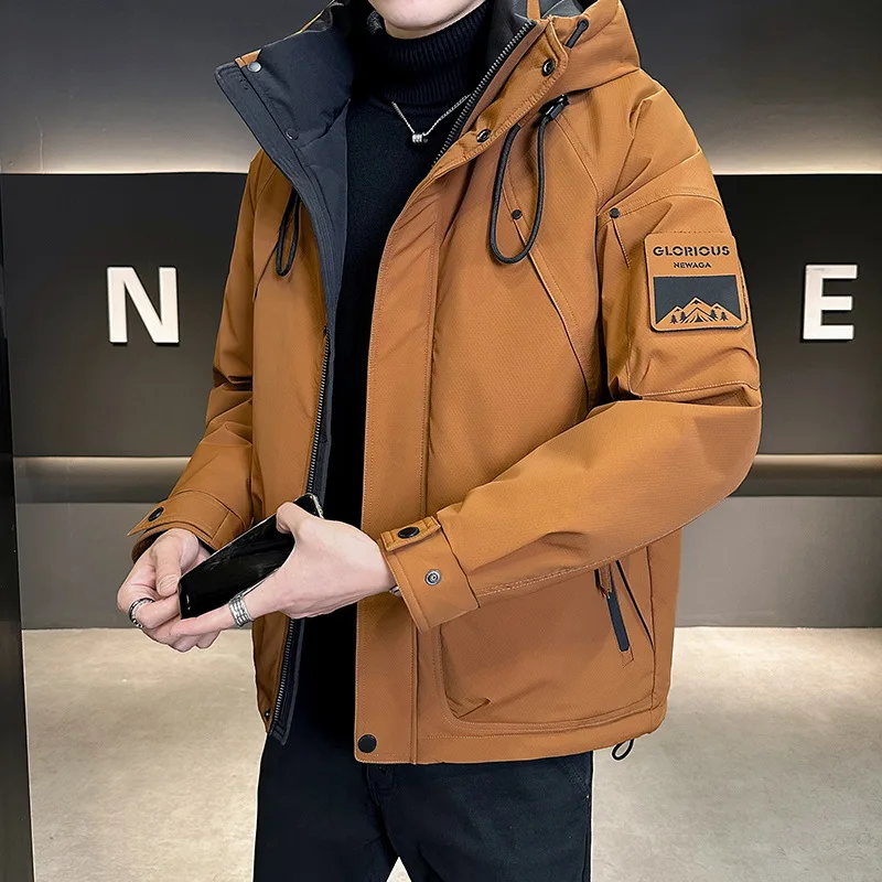 

Новая высококачественная мужская утепленная рабочая куртка с капюшоном, модная и стильная, с наполнителем из 90% белого утиного пуха, стильная верхняя одежда.