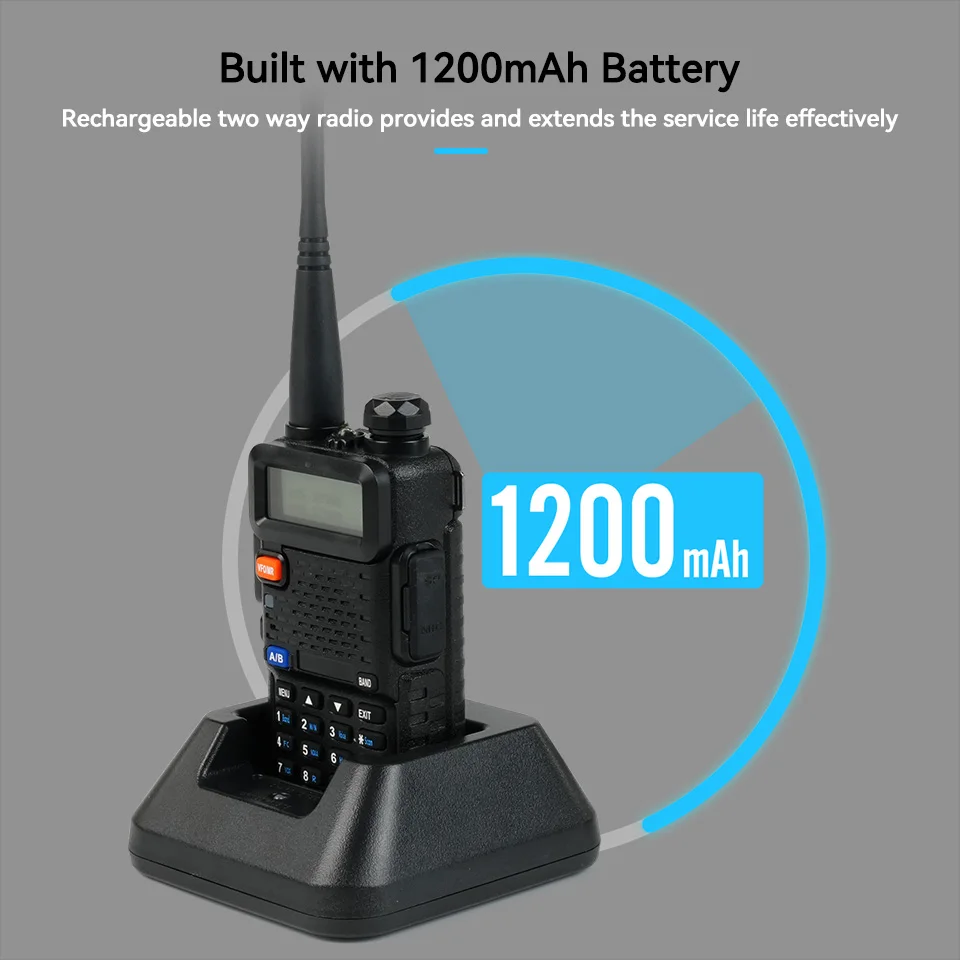 Walkie Talkie jarak jauh 5W, Walkie Talkie jarak jauh UV5R Ham Radio stasiun Transceiver VHF UHF Walkie-Talkie Radio Comunicador untuk berburu berkemah