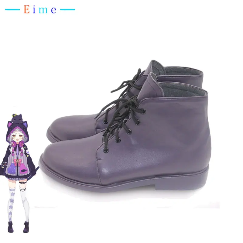 Murasaki Shion Cosplay Shoes Vtuber Cosplay Prop PU Leather Shoes Halloween Boots Custom Made