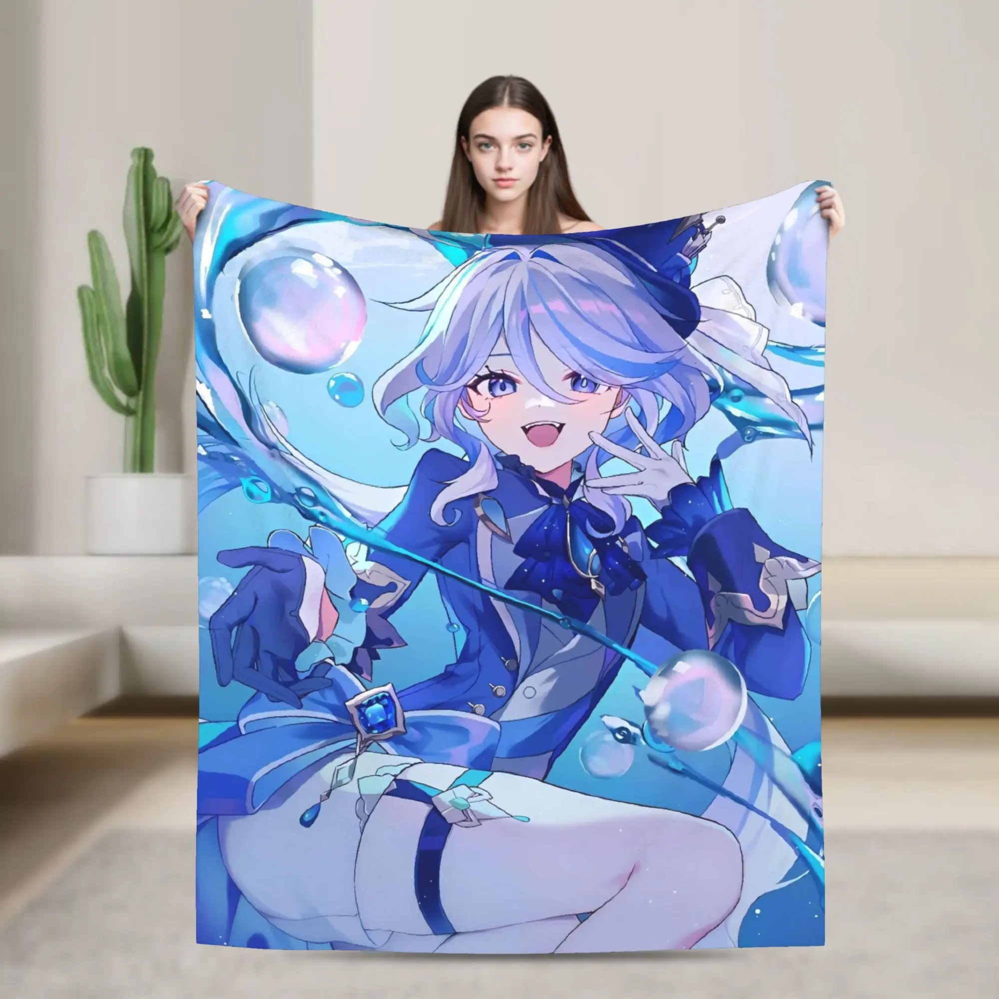Anime game Genshin Impact  Super Soft Blankets Plush Throw Blanket Street Trend Home Decor Flannel Bedspread Sofa Bed Cover