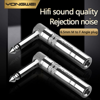 YONGWEI 6.35mm Mono Metal Bend Plug Nickel Plated Electric Guitar microphone Connection Musical Instrument Acce 90° Plug adapter