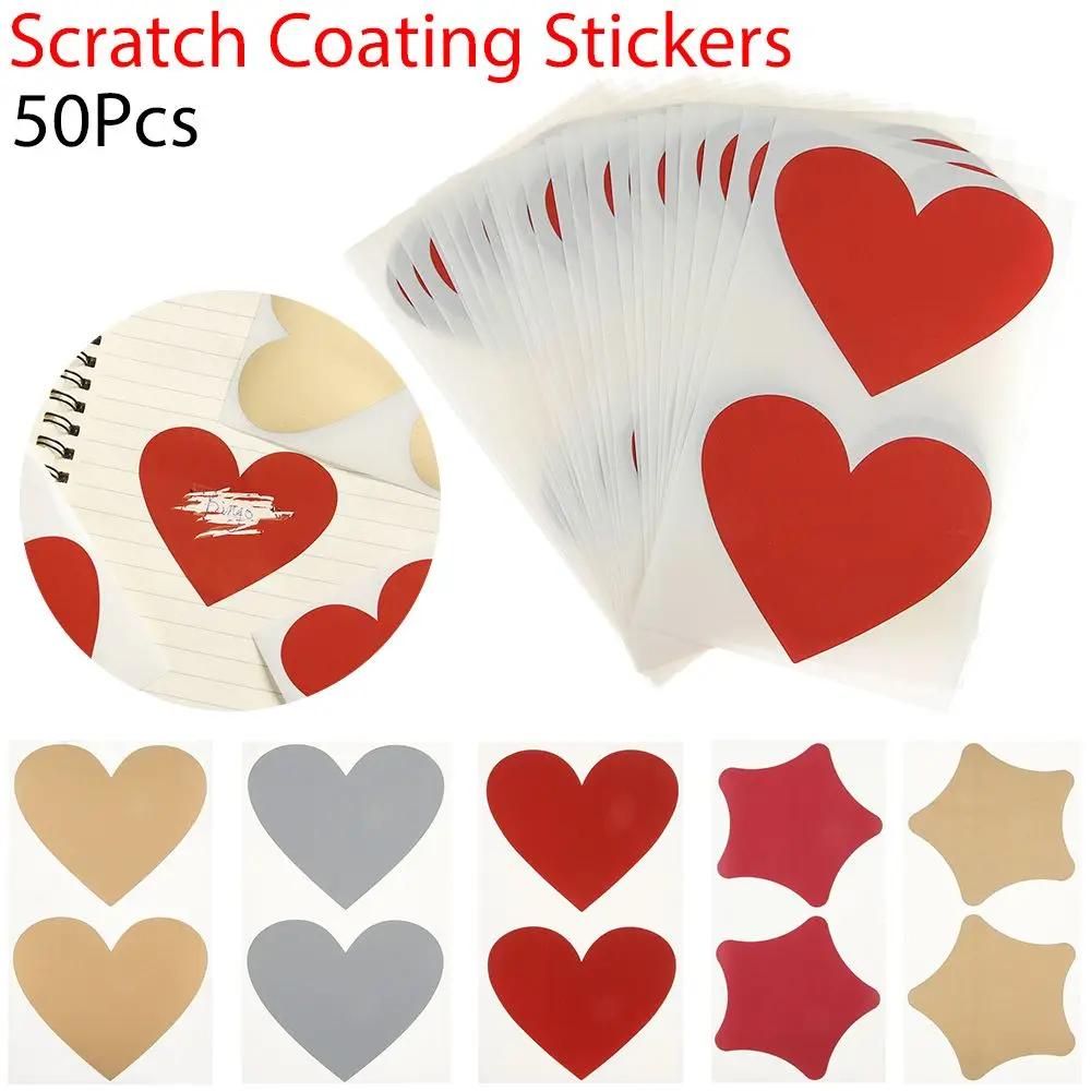 50 Pcs / Set DIY Pentagram Golden Scratch Card Sticker Multifunctional Labels Scratch Coating Stickers Self-adhesive