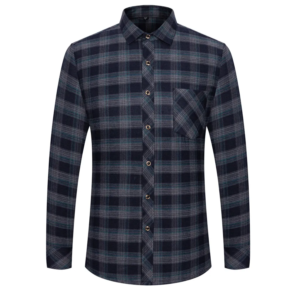 New Design Plaid Shirt Men Spring 2025 Long Sleeve Casual Soft Single Pocket Standard Fit Daily Home Trip Checked Male Clothing