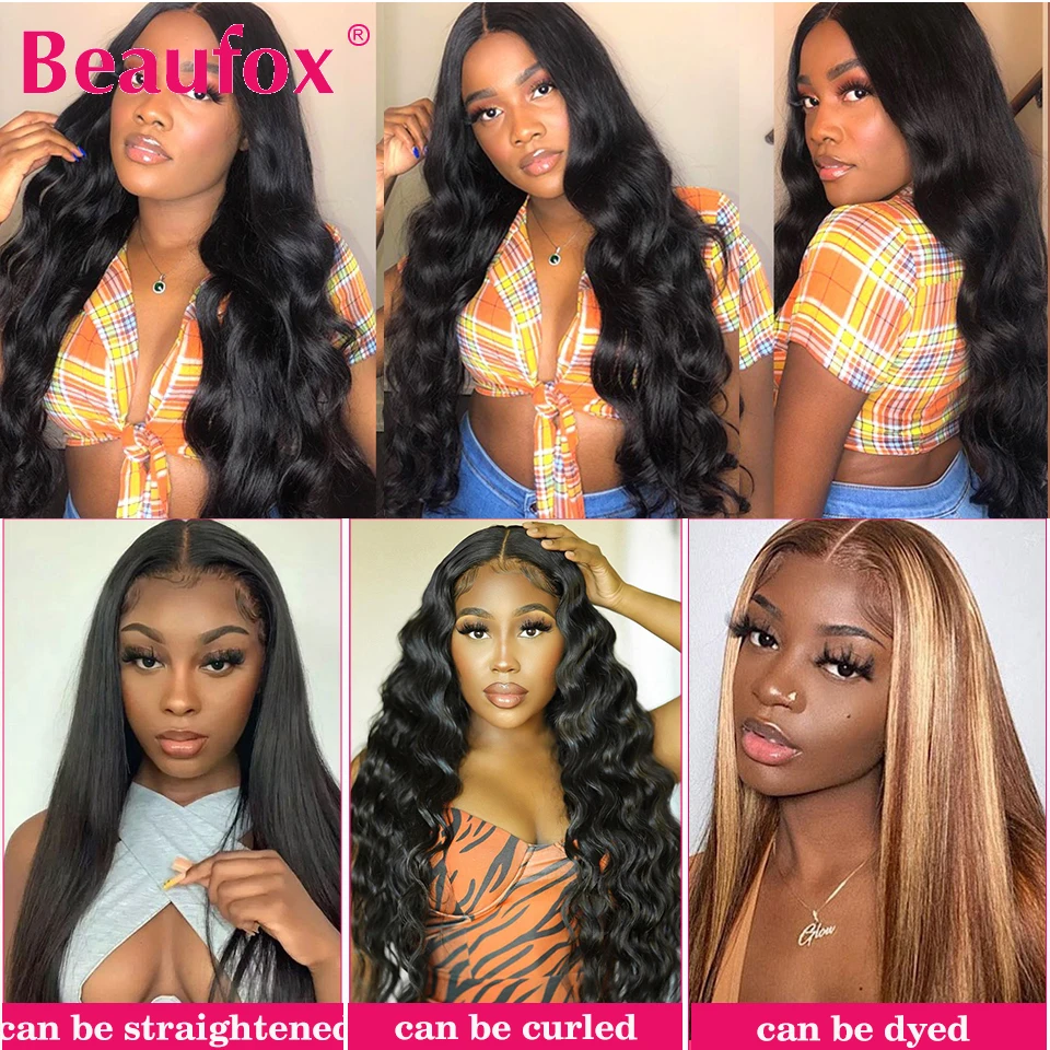 Beaufox Brazilian Human Hair Weave Bundles 3 Bundles Deal Body Wave Bundles 22 24 26 Human Hair Extensions Natural /Jet Black