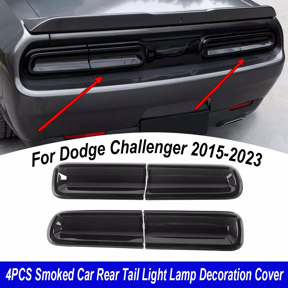 4PCS for Dodge Challenger 2015-2023 UP Smoked Tail Light  Lamp Decoration Covers Rear Light Guards Trim Exterior Accessories