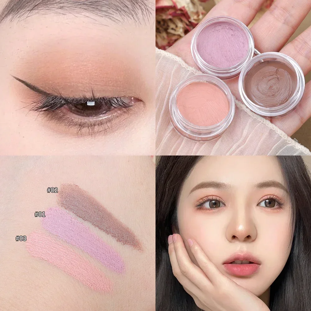 Matte Nude Eyeshadow Cream Waterproof Silky Smooth Eye Shadow Primer Pigment Long Lasting Monochrome Peach Pink Brown Eye Makeup