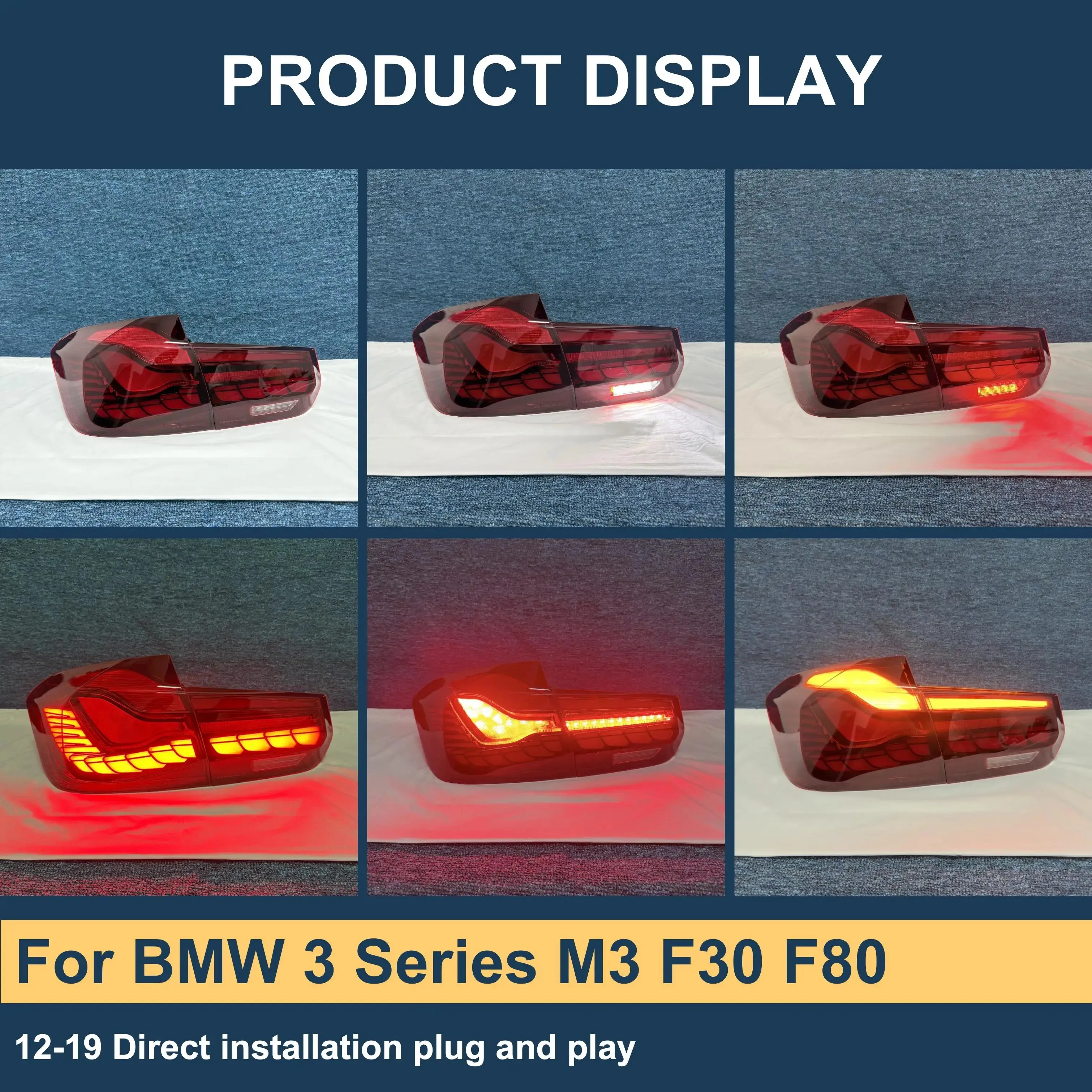 New Item GTS Dragon Scale Tail Lights For BMW 3 Series M3 F30 F80 2012-2019 LED Tail Lights Custom Rear Lights