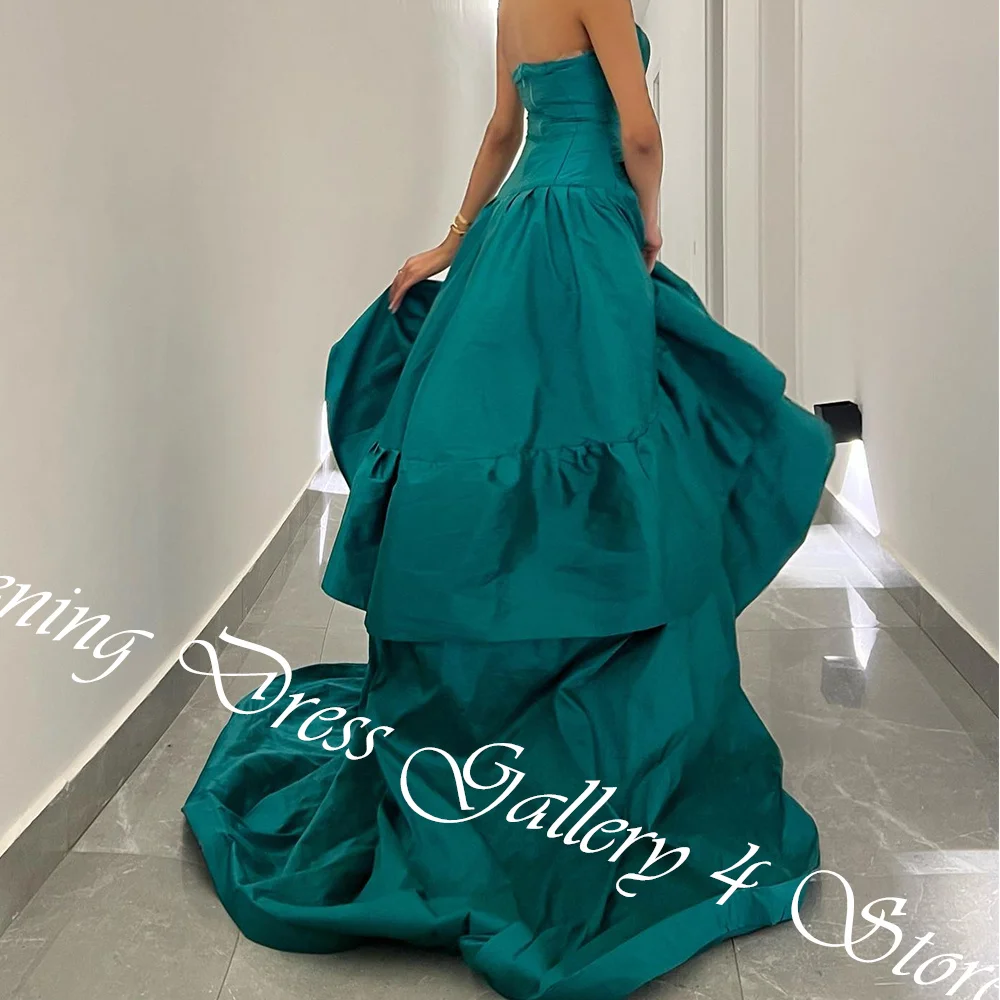 Customized Delicate Pleat Draped StraplessFloor Length Evening Dress A-Line Satin Sleeveless Sweep Train Vestidos Para Mujer