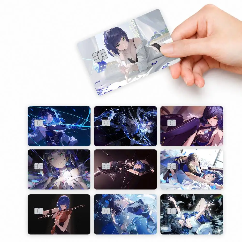 Game Genshin Yelan  4pcs Credit Card Skin Stickers Suitable for Bank Debit Subway Bus Transit Pass Decorative Cover