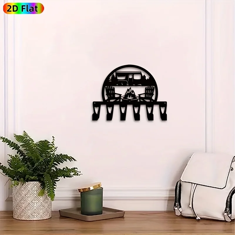CIFBUY Retro Camper Metal Wall Art Key Holder Waterproof Durable Iron Craft Decor For Entryway Hallway Bedroom Home Interior Gif
