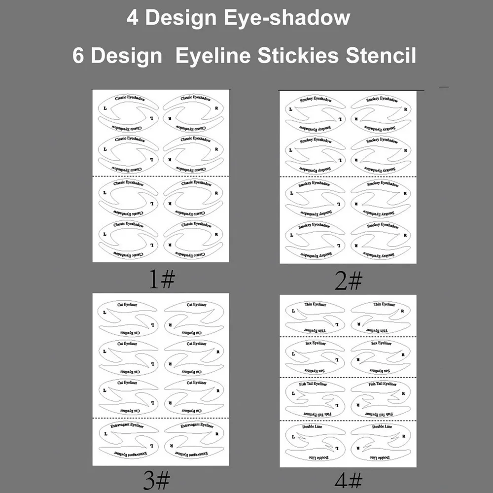 4 fogli modello di trucco adesivo strumenti per stencil per sopracciglia adesivo per stencil per ombretto eyeliner