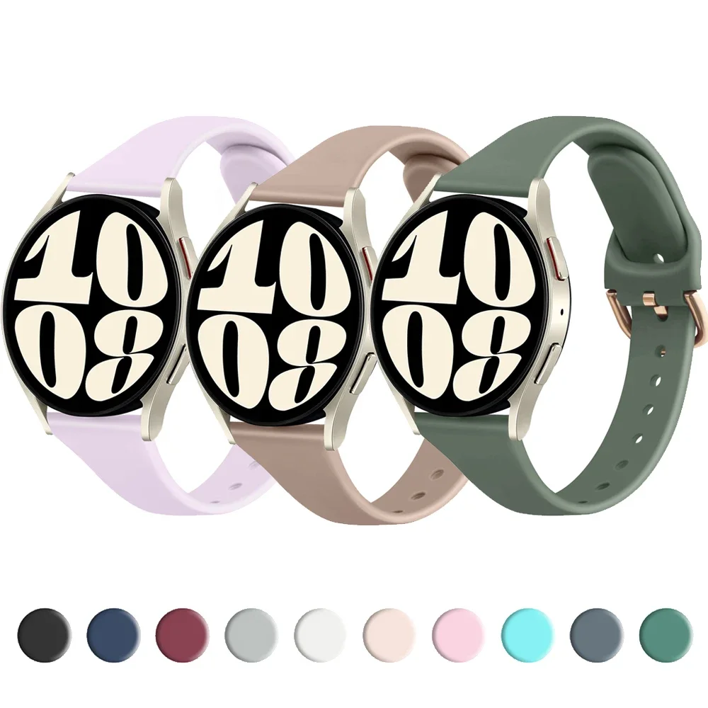 20mm Slim Silicone Strap for Samsung Galaxy Watch 6 Classic 3 4 5 Pro 45mm 47mm 43mm 44mm 42mm Watch Band for Active 2 Bracelet