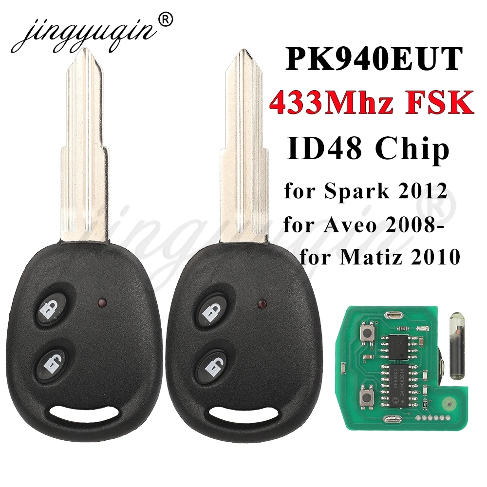 jingyuqin 433Nhz FSK Zdalny kluczyk samochodowy do Chevrolet Aveo Daewoo Spark Matiz ID48 Chip 2-przyciskowy pilot zdalnego sterowania RK940EUT