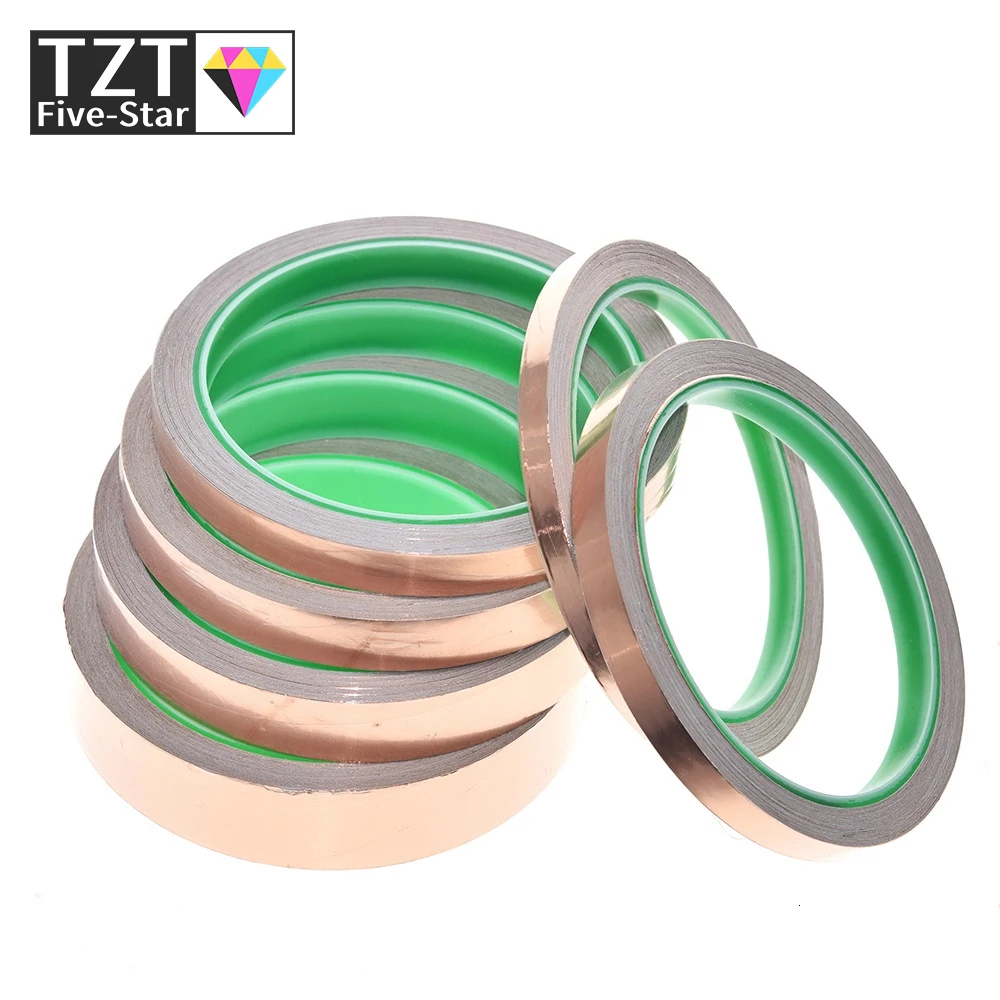 10m 6-20mm Adhesive Tape Foil Tape Adhesive Conductive Copper Shield Eliminate EMI Anti-static Single-sided Repair Tape