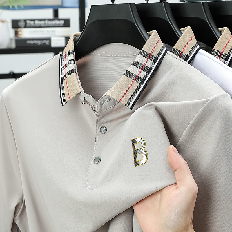 Mulberry Silk Men's T-shirt Ice Silk Dad Summer Clothes Short Sleeved Men's Upper Clothes Breathable Polo Shirt