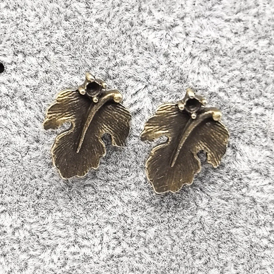 30pcs Bohemia Style Antique Bronze Leaf Earrings Studs Women Vintage Jewelry Handmade Crafts Component Jewelry Wholesale 20923