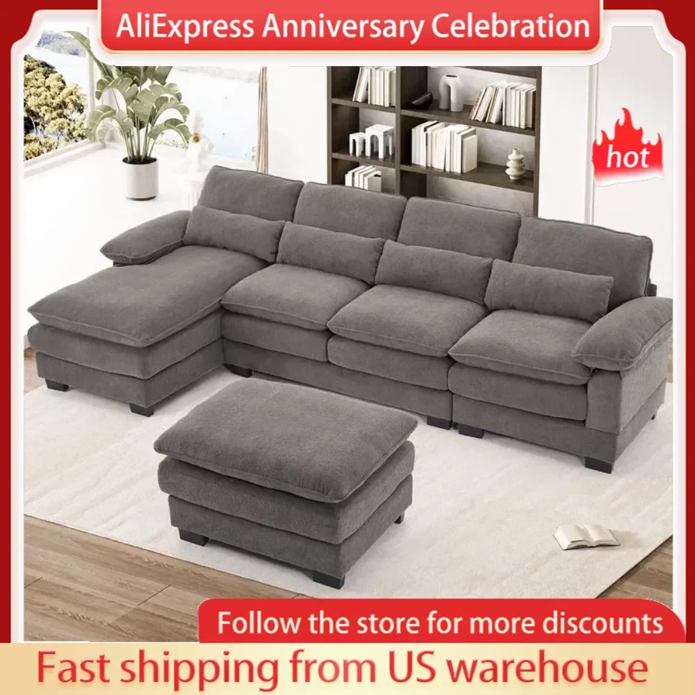 Sectional Sofa Deep Seat Cloud Couch,114