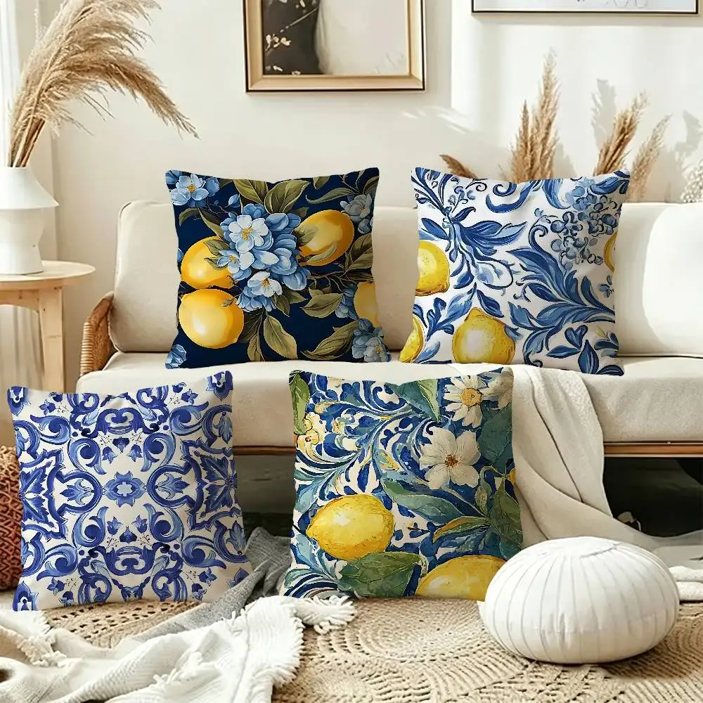 Mediterranean Lemon Cushion Cover Decorative Pillow Sofa Home Decor case pillow cases