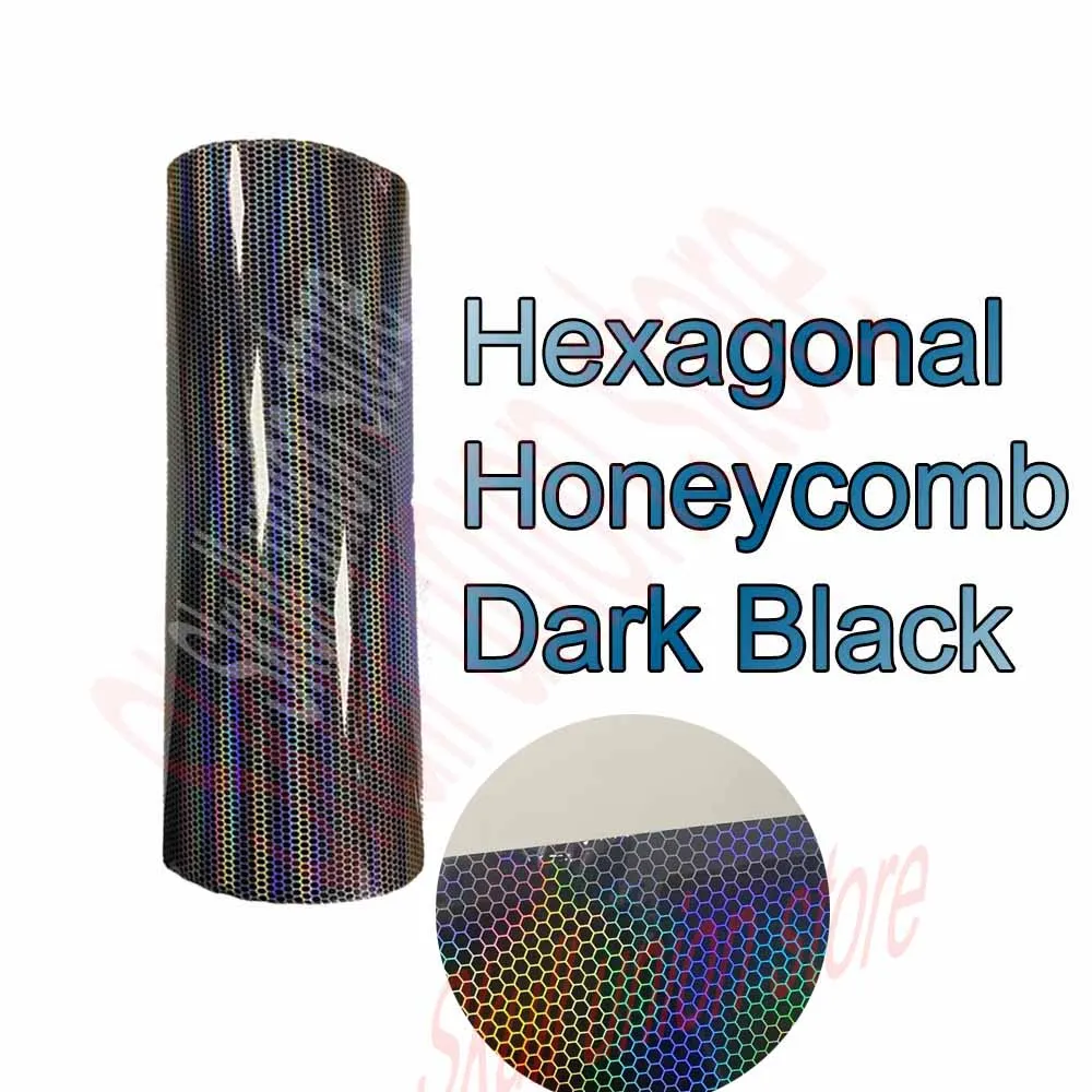 Car Motorcycle Laser Honeycomb Hexagon Headlight Taillight Vinyl Film Car Headlight Tint Films Motorcycle Helmet Honeycomb Decal