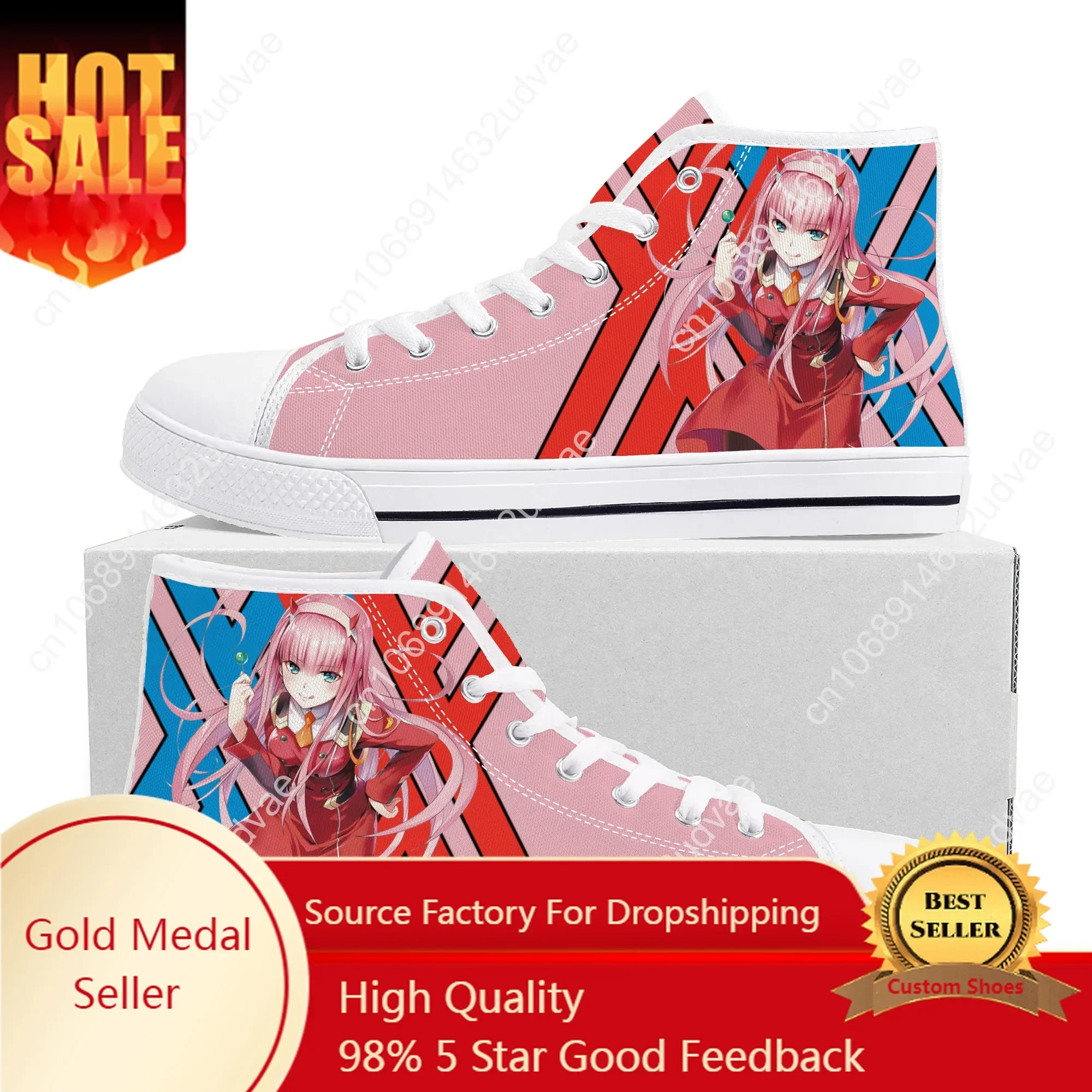 

DARLING In The FRANXX Zero Two High Top Sneakers Mens Womens Teenager Canvas Sneaker Casual Couple Shoes Custom White Shoe