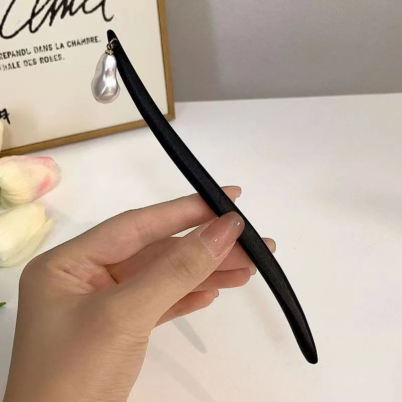 빈티지 중국 스타일 나무 꽃 머리 스틱 여성을위한 진주 머리핀 쥬얼리 기질 헤어 액세서리 웨딩 스타일링 Gif 썸네일 4