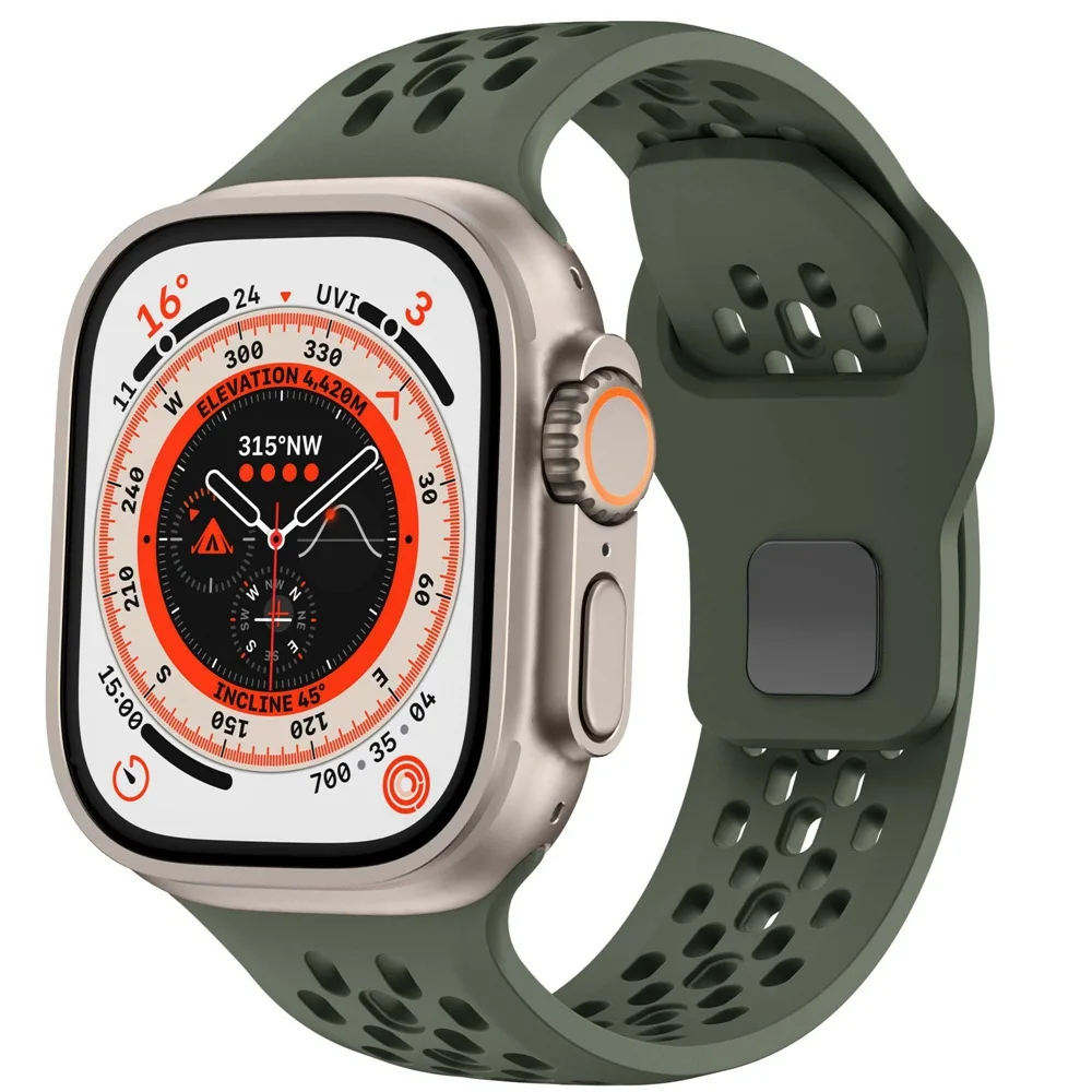 Atmungsaktives Silikonarmband für Apple Watch 49mm 46mm 45mm 44mm 42 41mm Sportarmband iWatch Ultra 12 11 10 9 8 7 6 SE3 Gürtel – Detail 38