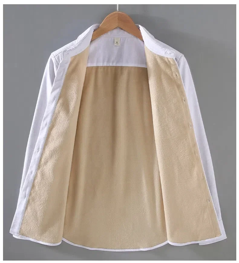 

Japanese Simple Winter Shirt Men Daily Keep Warm Top Casual Shirts Lapel Fleece Shirt Long Sleeve Thicken Cotton Linen Shirt Men