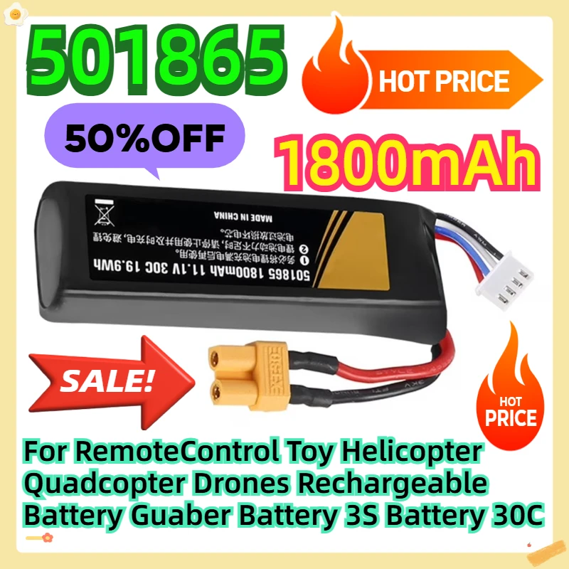 

For RemoteControl Toy Helicopter Quadcopter Drones Rechargeable Battery Guaber Battery 3S 11.1V Battery 1800mAh 30C