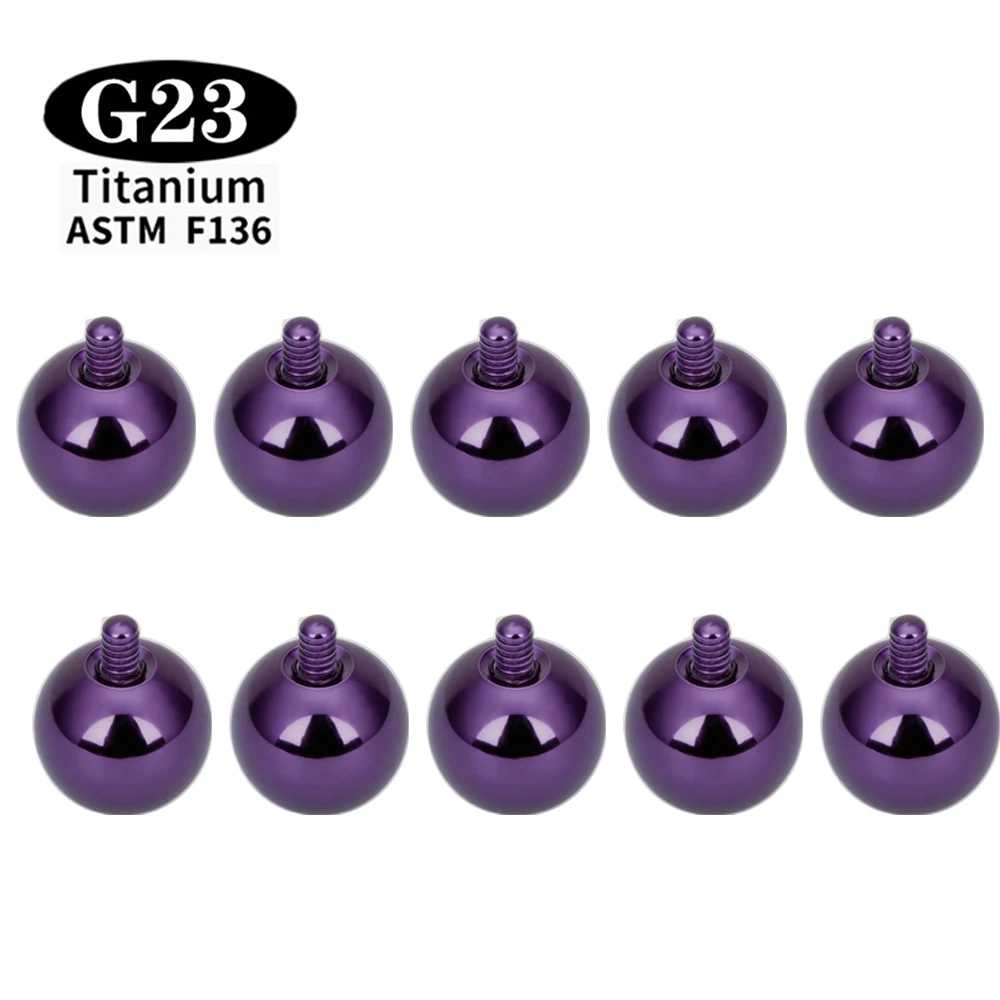 10 Stück ASTM F136 Titan-Kugeln 2/3/4/5mm, eloxiert, G23 Titan, externes/internes Gewinde, Lippen-Bananen-Kugel, Körperschmuck, Großhandel – Detail 3